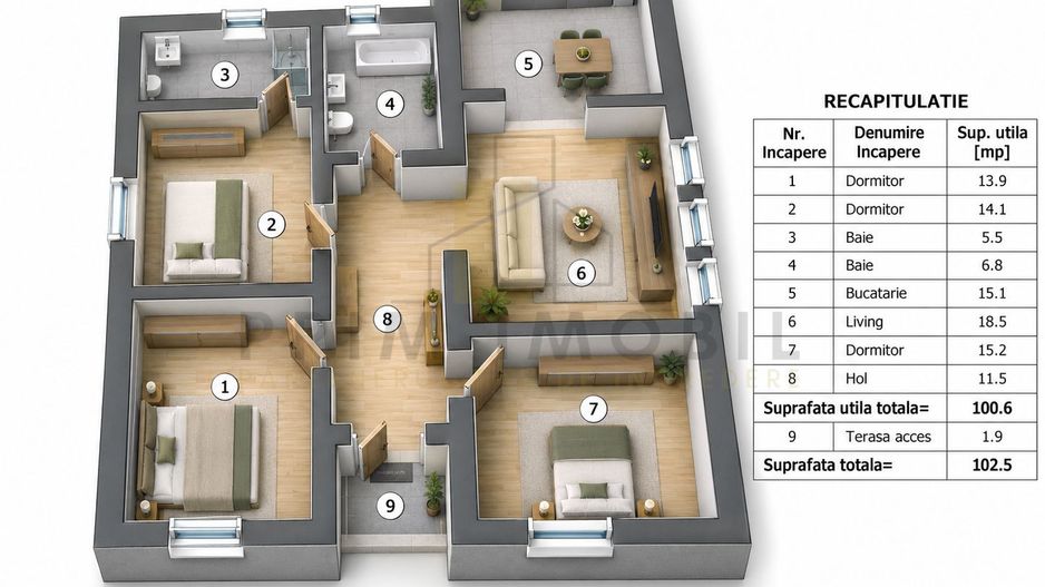 Casa 4 camere, 102 mp, teren 500 mp, fotovoltaice, Holboca - Schiță 29