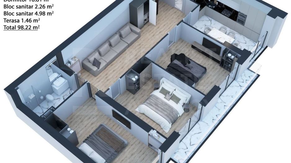 Vânzare, apartament, 3 dormitoare și living, șos,Hîncești - Poză 2