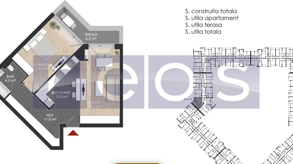 VANZARE 2 CAMERE | TERASA | STRAULESTI | PISCINA PRIVATA A COMPLEXULUI - Schiță 9