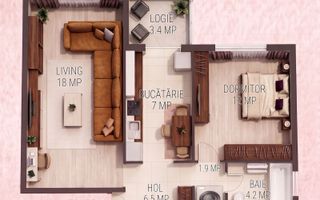 Apartament cu 2 camere in Gheorgheni, 50 mp, zona Godeanu ! - Schiță 7