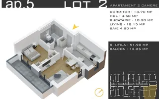 Apartament 2 camere decomandat Th. Pallady Promotie Parcare - Schiță 13