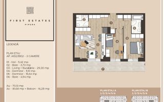 FIRST ESTATES Pipera Apartament 3 camere 96mp 2balcoane Rond OMV COM0% - Poză 2
