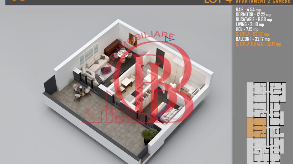 Apartament 2 camere cu Terasa Titan-Pallady-Metrou Teclu - Schiță 1