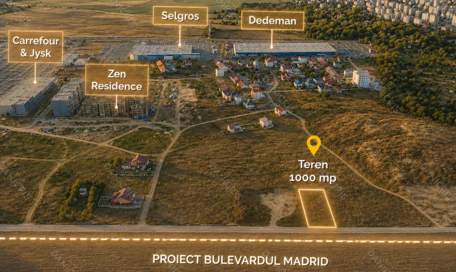 Teren intravilan 1.000 mp |  Zona Carrefour / Bd. Madrid | Comision 0% - Poză 1