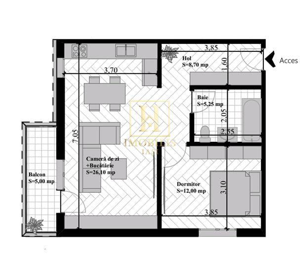 Aparatament 2 camere, Visan, 43,2mp, 63.640 euro cu TVA INCLUS - Poză 7