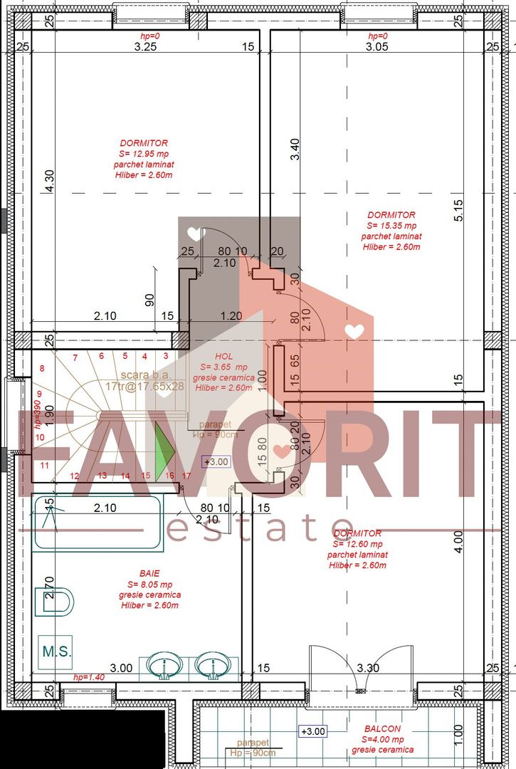 Duplex 5 camere ,despartit prin camera tehnica, finisat la cheie in Mosnita - Schiță 18