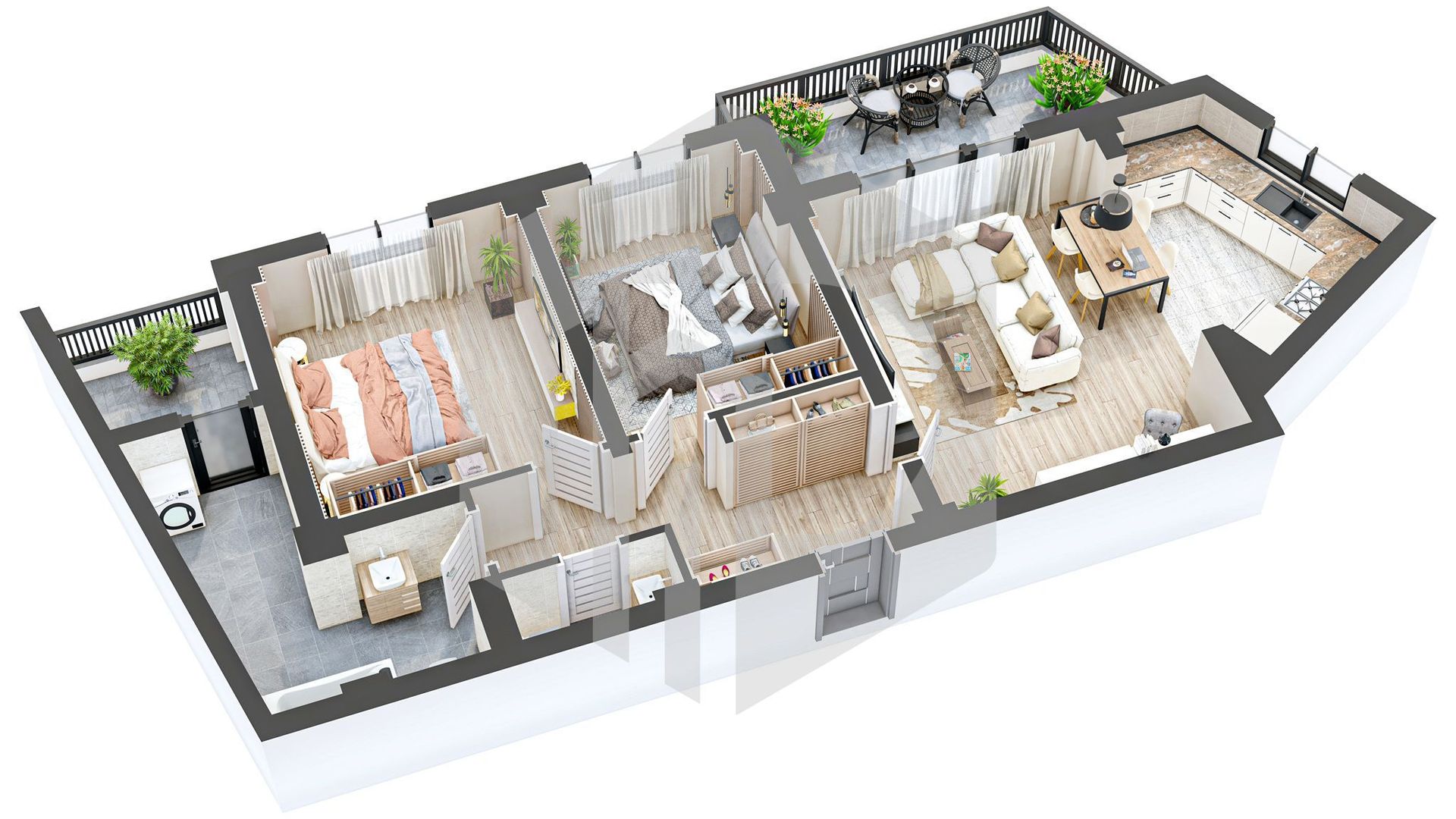 Apartament 3 camere | Etaj intermediar | 2 Dormitorare 2 Bai | Rahovei - Poză 13