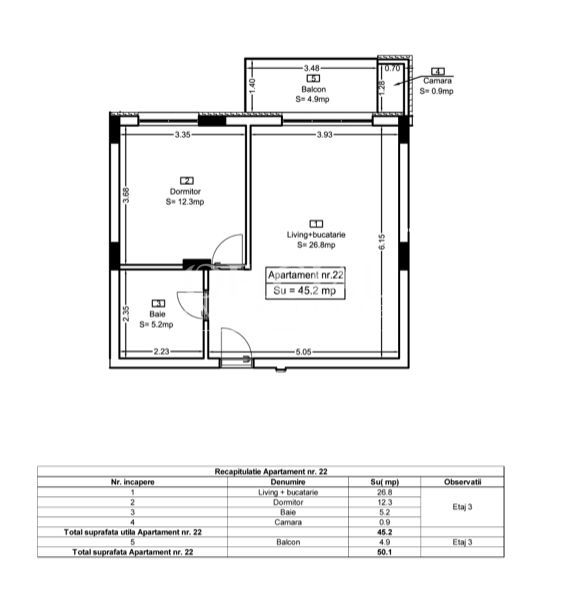 Dezvoltator | Apartament 2 Camere | 47 mp | Parcare Zona Eroilor - Poză 13