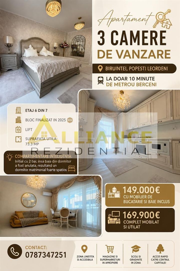 Apartament 3 camere de vanzare | Biruintei | 10 minute Metrou Berceni - Poză 1