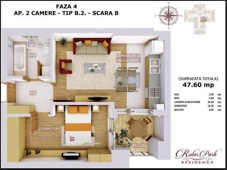 Apartament 2 Camere  Rotar Park 1 - Poză 11