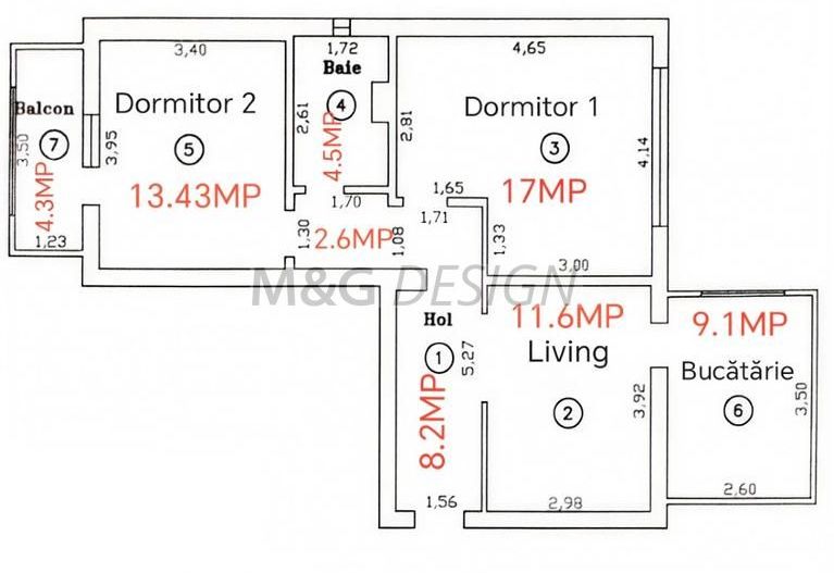 Apartament 2 camere modificat in 3 camere - Schiță 11