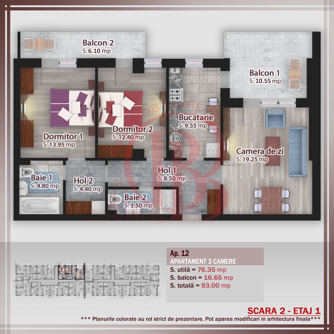 Apartament 3 camere-Ideal Familie-Titan Theodor Pallady - Schiță 1