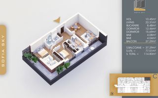 Apartament cu terasa-3 camere-7min Metrou Nicolae Teclu - Poză 3