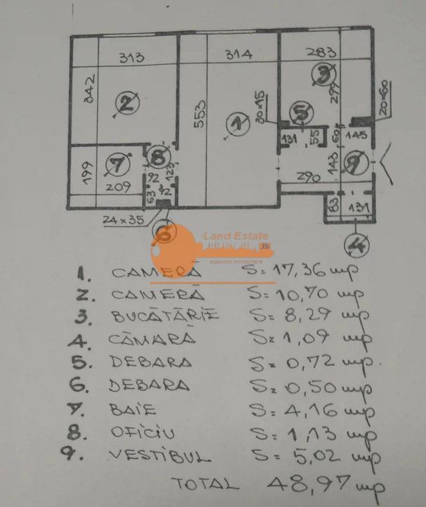 Apartament 2 camere semidecomandat – Teiul Doamnei - Schiță 3