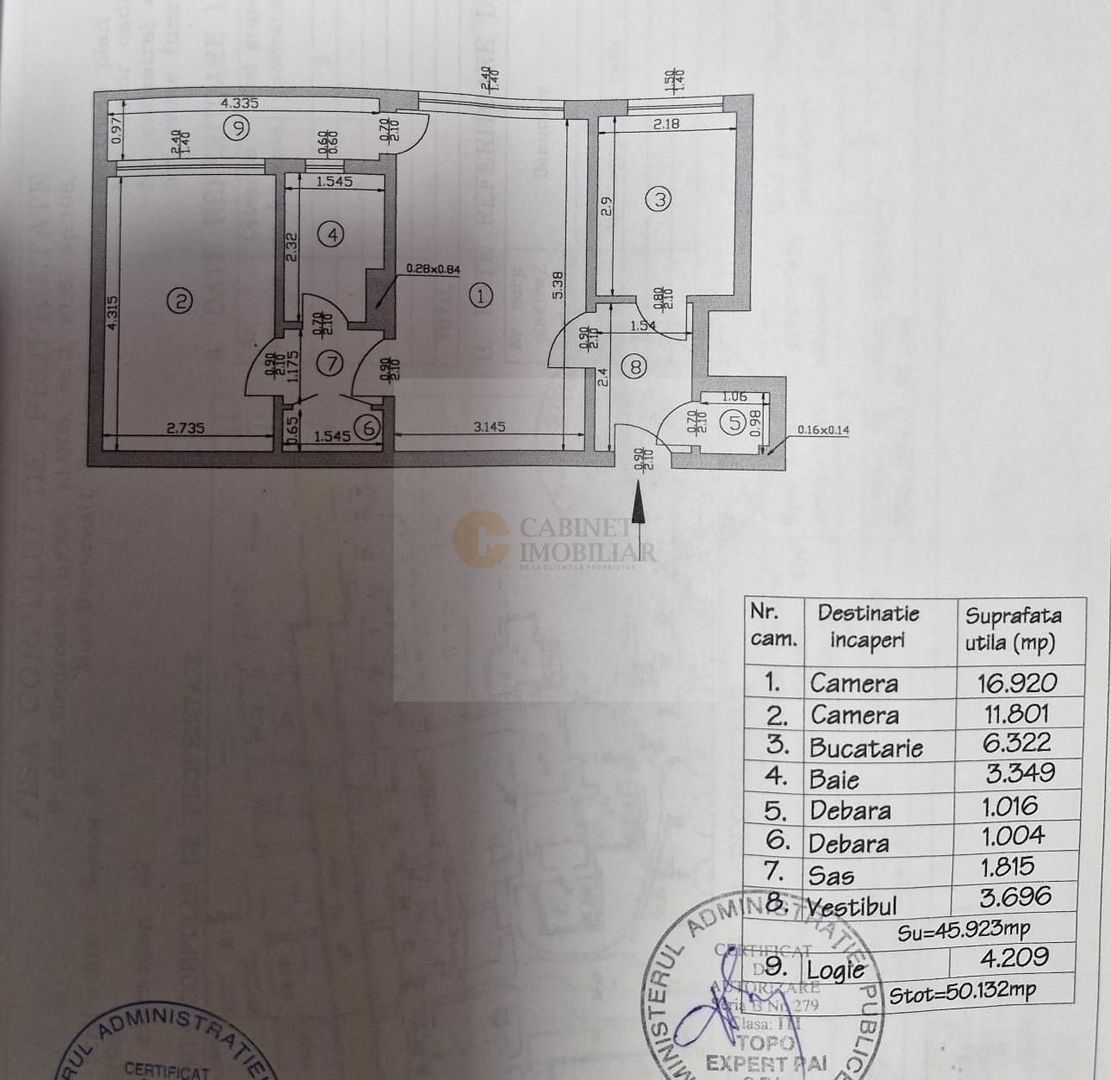 2 Camere - 50MP | Etaj Intermediar | M Romancierilor la 5 minute - Schiță 8