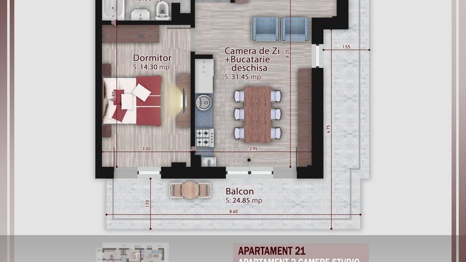 2CAM. CU LIVINGUL OPEN-SPACE / BLOC PREMIUM P+3.  PALLADY! - Poză 1