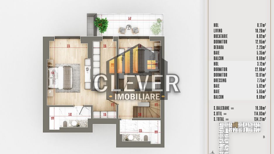 Duplex 4 camere cu Dressing Finisaje Premium Sector 3 - Poză 3