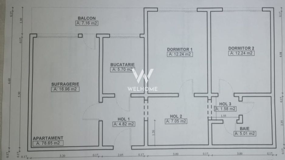 Apartament mobilat și utilat, etaj 1 – Bld. Mihai Viteazu, Sibiu - Schiță 13