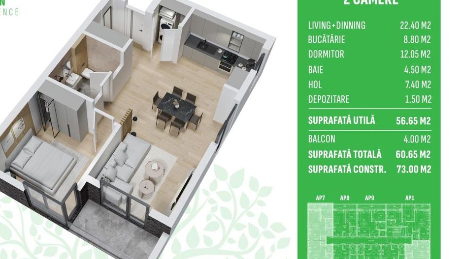 Apartament 2 Camere Otopeni – Libertății| Piscină Privată - Poză 13