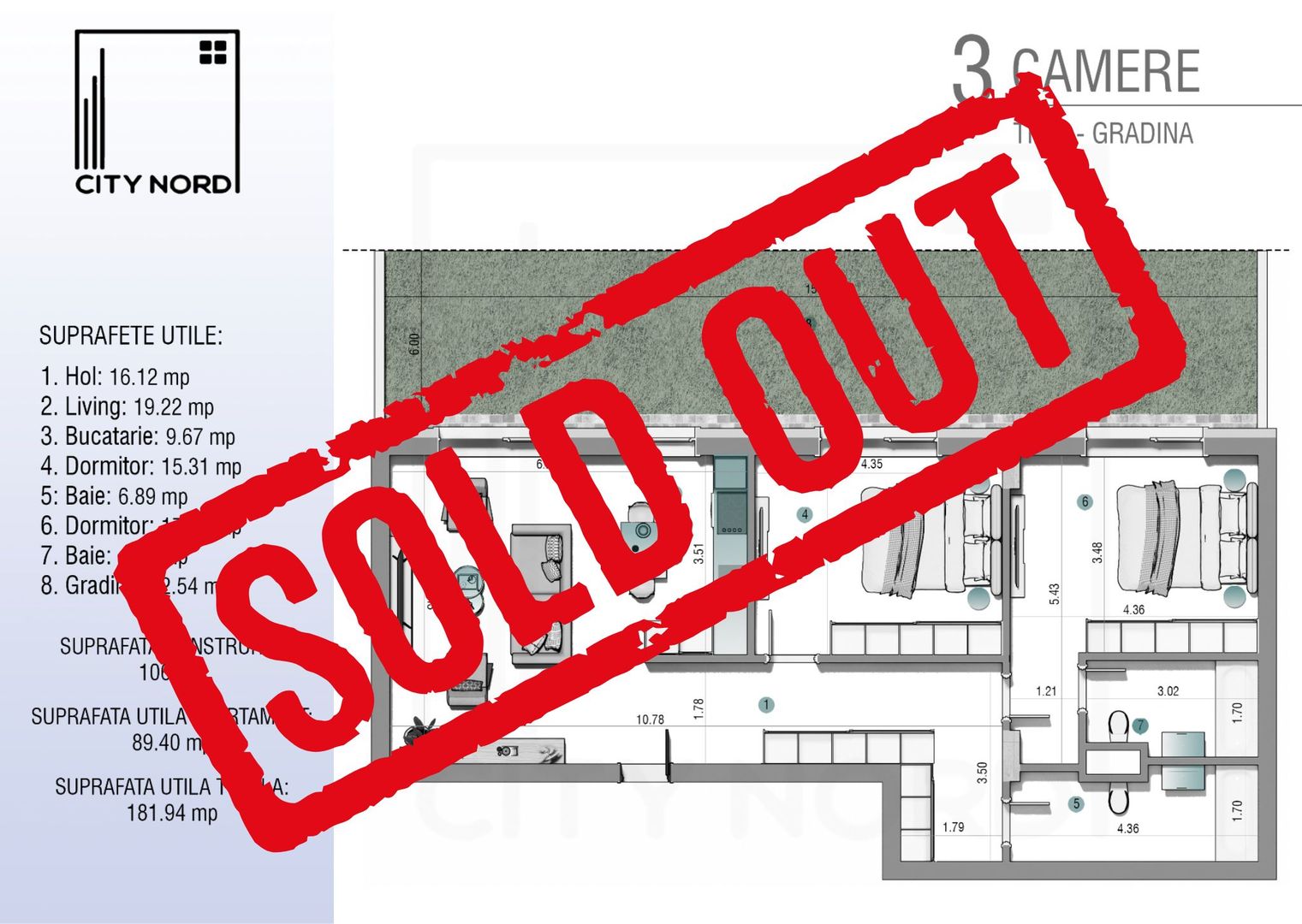 Apartament 3 camere, 89mp + gradina 93mp - (Parter/3) - Poză 1