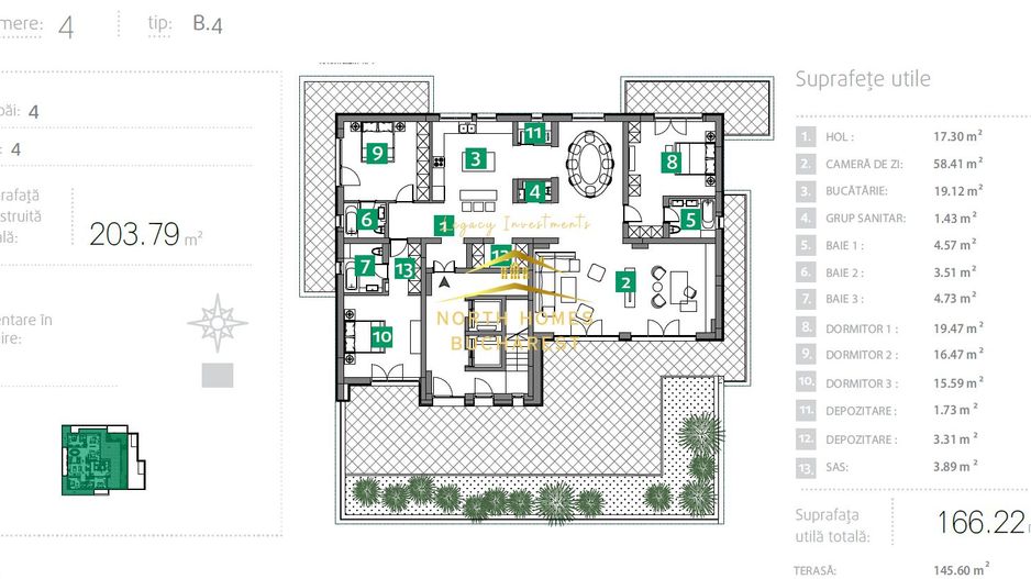 Penthouse 4 camere, 4 bai, 166 mp, terasa 145 mp - metrou Starulesti - Poză 16