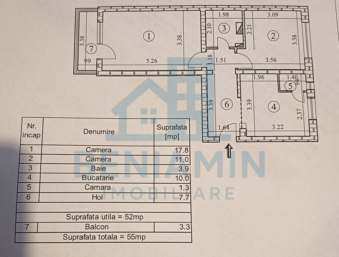 2 decomandate - etaj 3 - 55mp - 1979 - centrala - Galaxiei - Astra - Poză 6