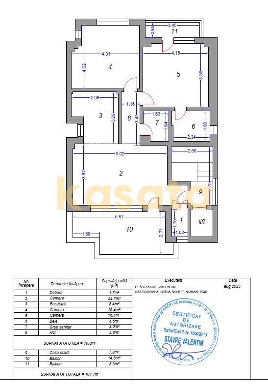 3 camere I et 3 I Mosilor I 2 bai I 79 mp utili I 105 mp total - Poză 11