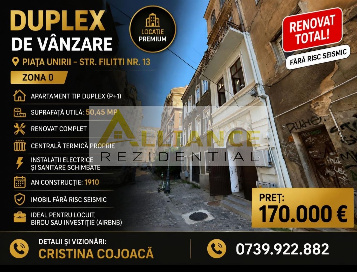 Piata Unirii Apartament tip duplex P+1 50 mp Centru Vechi Complet Renovat - Poză 1