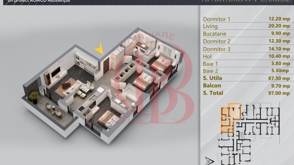 Apartament 4 camere Proiect Premium Independent Energetic - Schiță 12