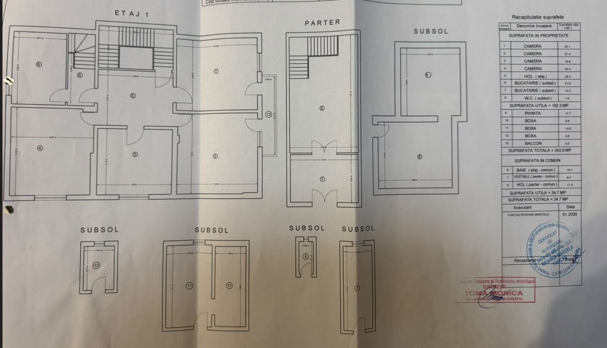 PROPRIETATE INTERBELICA 4 CAMERE+ GARSONIERA + BOXE || PIATA VICTORIEI - Schiță 30