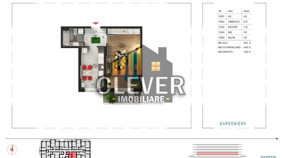 Garsonieră 49 mp cu bucătărie separată și balcon - Pallady - Schiță 8