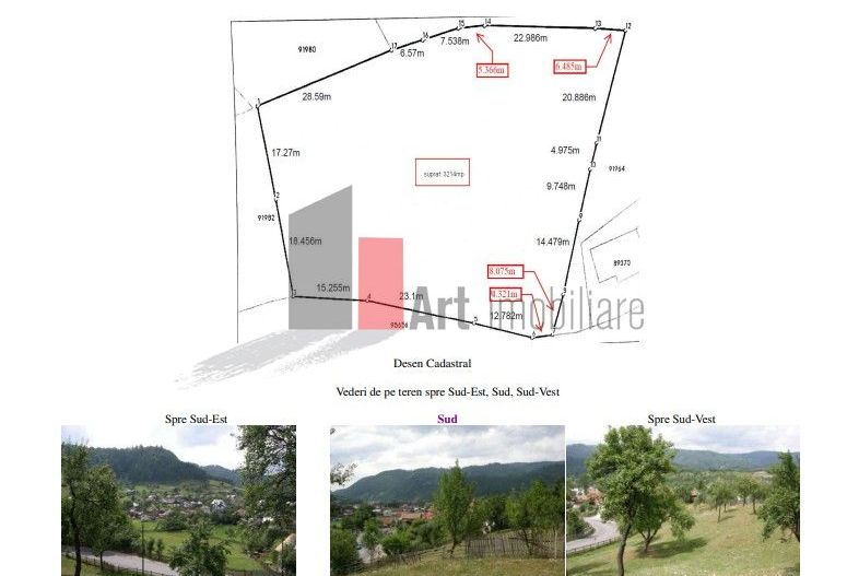 Teren intravilan 3214 mp  în Rucăr cu deschidere 56 m în DN73 - Poză 2
