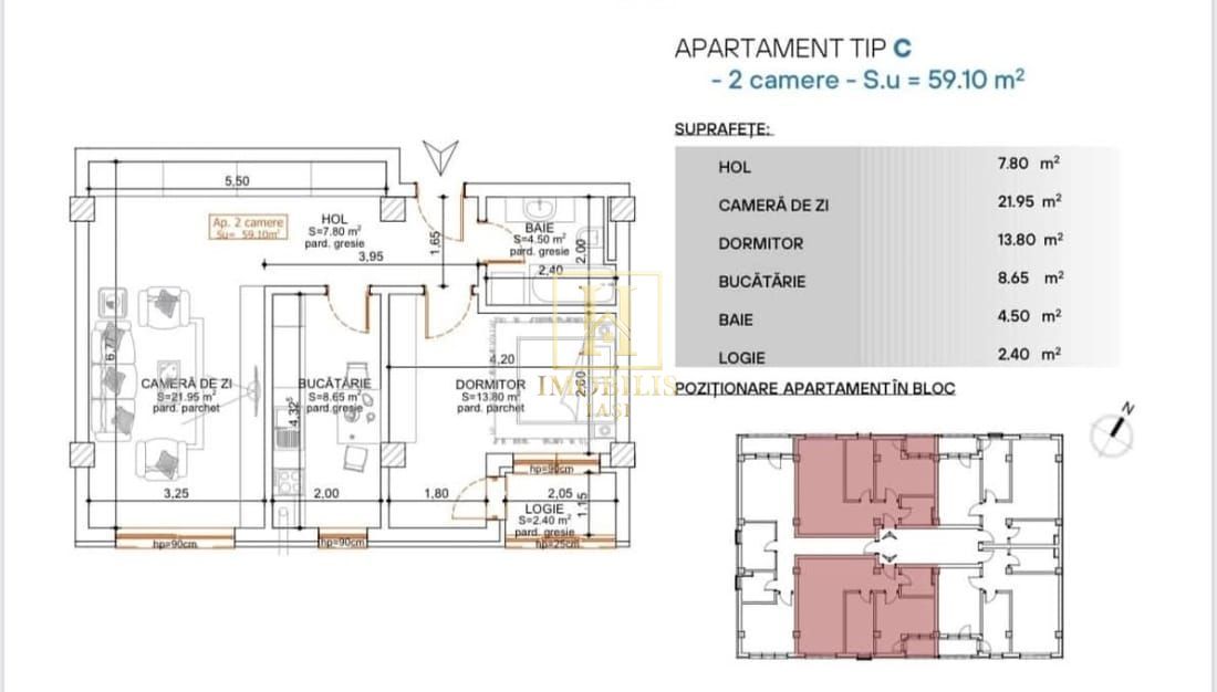 Apartament 2 camere, D.,59mp, Valea Lupului - Poză 6