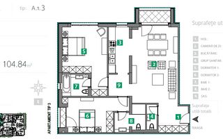 Aparatmente de 3 camere, 3 bai, 89 mp, metrou Straulesti - Comision 0% - Poză 5