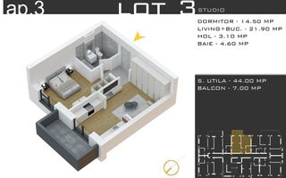 2 camere  -parcare inclusa -proiect nou -Pallady - Schiță 12