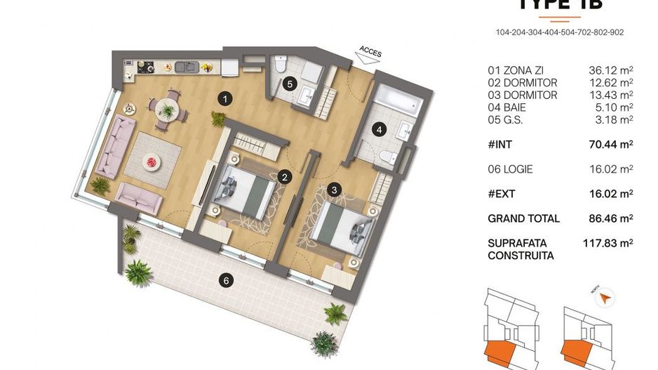 Tomis Plus - Celine Elegance - Vânzare apartament cu 3 camere, etaj 8. - Poză 2