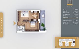 Apartament 2 camere spatios Titan Pallady  7 min Metrou Nicolae Teclu - Schiță 5