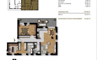 Penthouse cu 3 camere, 92.5mp, Zona UniriiONE Residence - Poză 2