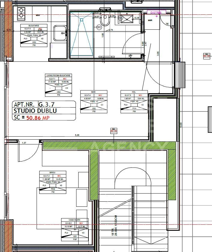 Chirie, studio dublu, Fabrica de Glucoză, București - Schiță 8