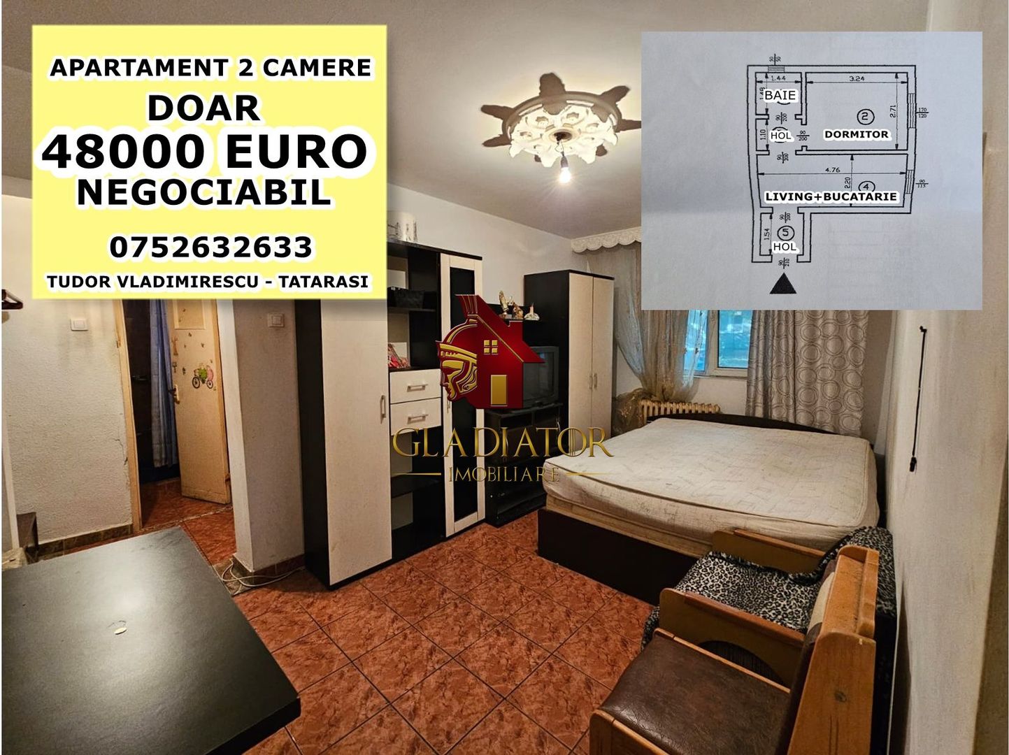 Apartament 2 camere Tudor Vladimirescu Tatarasi strada Ciurchi nu rata - Poză 1