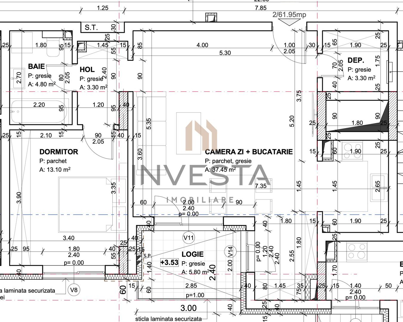 0% comision | Apartament 2 camere | Andrei Muresanu - Schiță 2