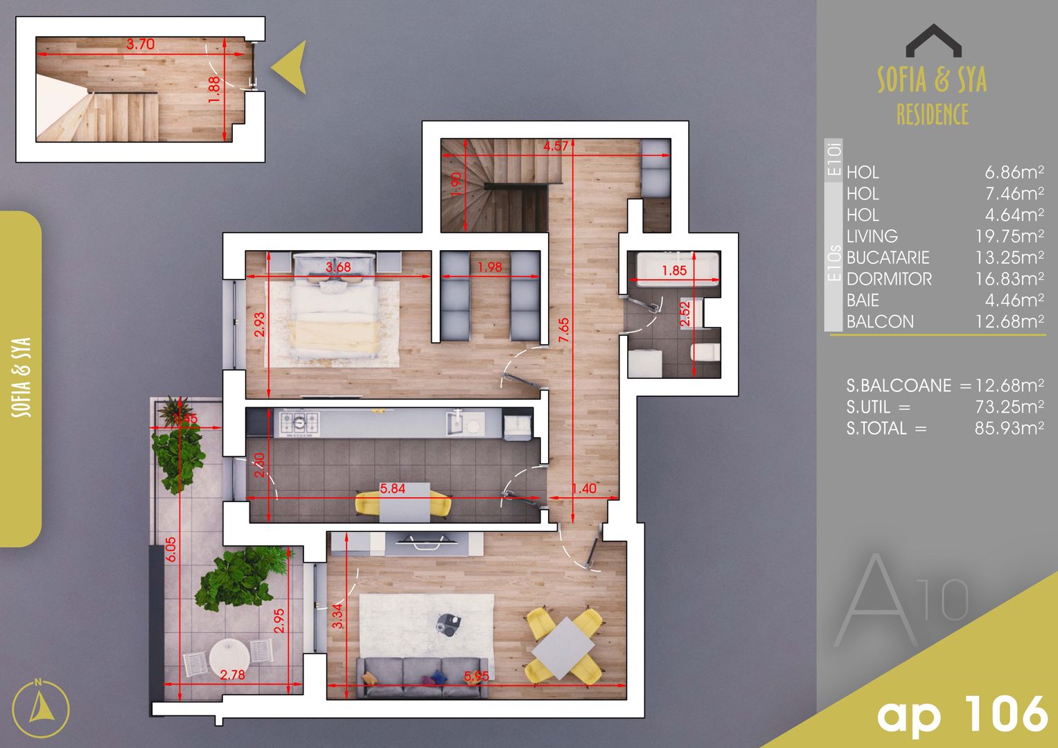 2 camere decomandat finalizat parcare bonus  Metrou N Teclu - Schiță 9