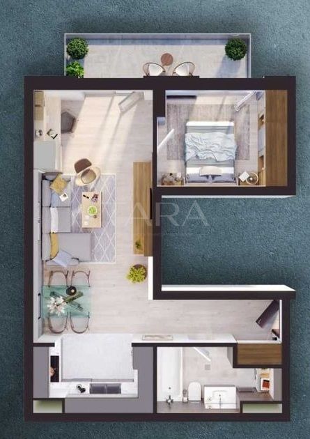 Apartament 2 Camere Semifinisat cu Balcon – Iris - Poză 1