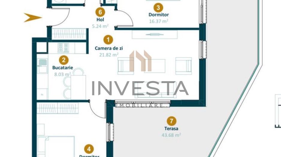 Apartament premium 3 camere  zona Intre Lacuri! - Schiță 3