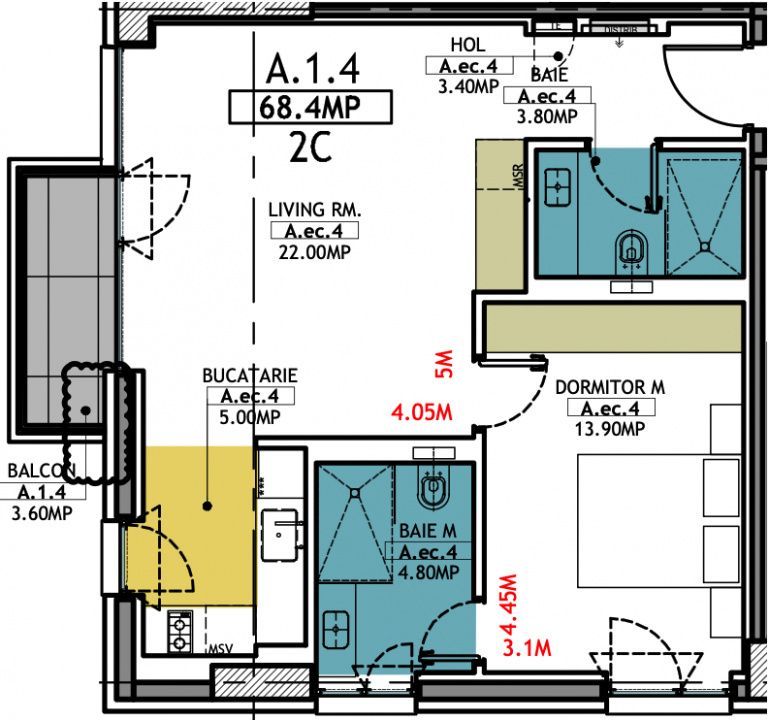 Stațiunea Mamaia - Vânzare apartament  2 camere cu 2 bai, etaj 1 - Poză 23