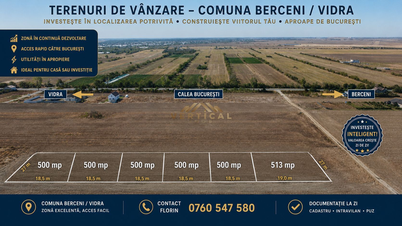 Teren Intravilan 500 mp de Vânzare – Vidra - Poză 1