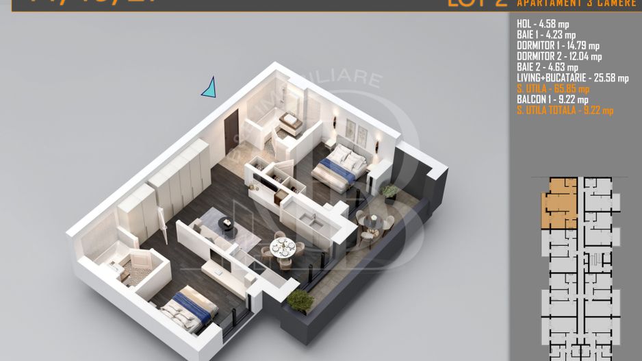 Apartament 3 camere Titan Th. Pallady-Sector 3-Metrou Teclu - Schiță 3
