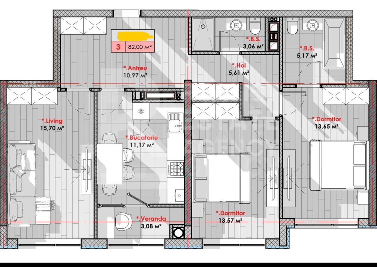 Vânzare, apartament, 4 camere, șos. Hâncești, Telecentru - Poză 3