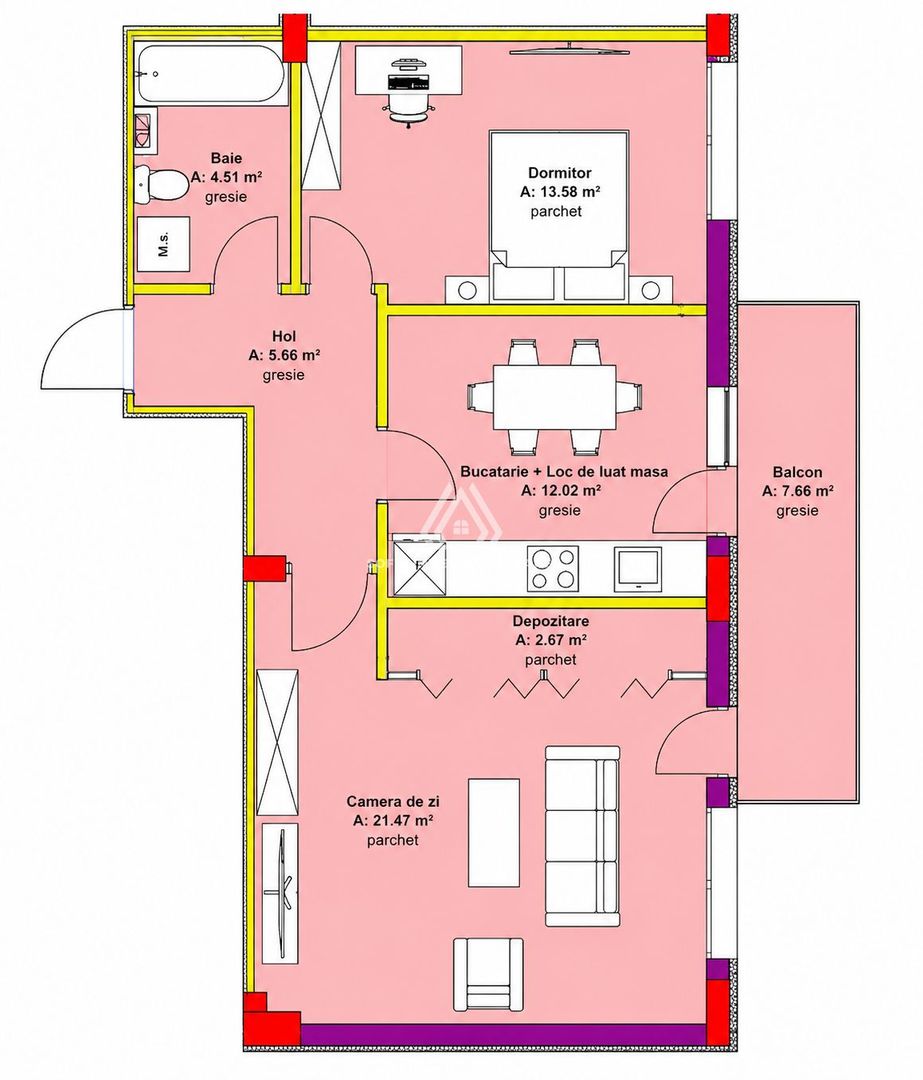 Apartament  2 camere 60mp + Balcon zona Oasului - Poză 1
