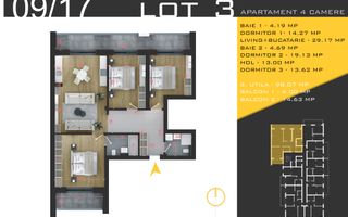 AP. 4 CAM. DECOMANDAT IN BLOC P+3 / COMPLEX PREMIUM- PALLADY! - Poză 1